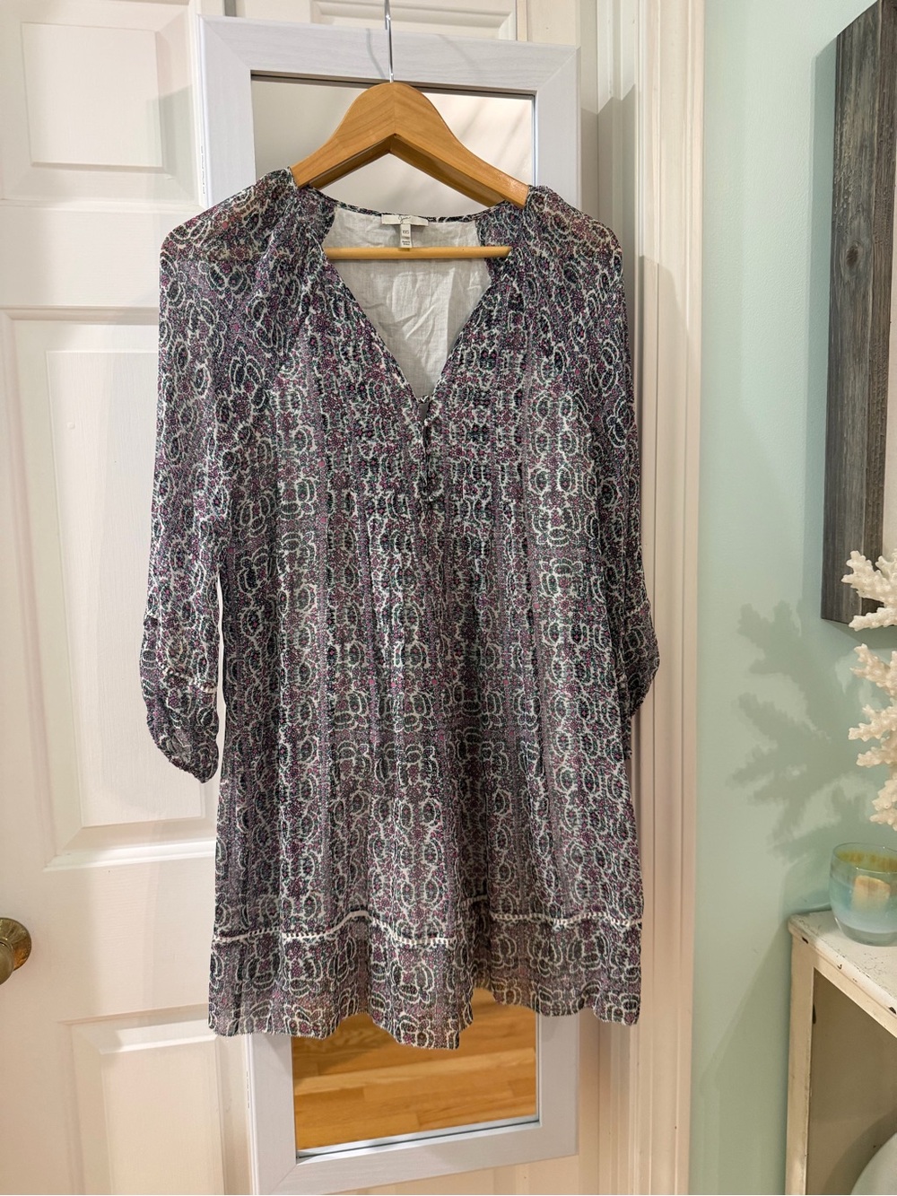 Joie Short Tunic Dress - Purple Floral Print